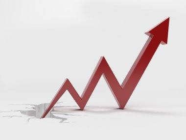 beyaz izole kırmızı ok grafiği