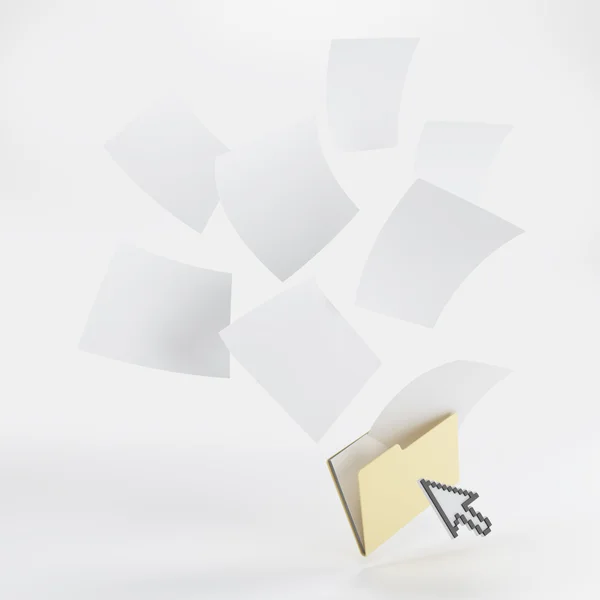 Папка с пустыми белыми бумагами — стоковое фото