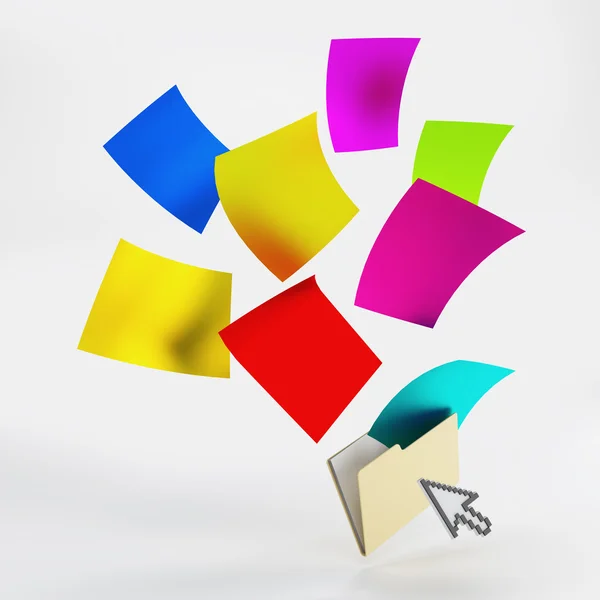 Folder with blank of colorful papers — Stockfoto