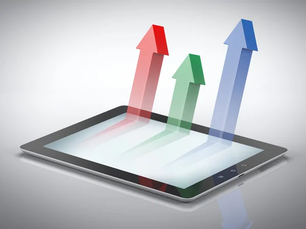 Graph with arrows on tablet — Stock Photo, Image