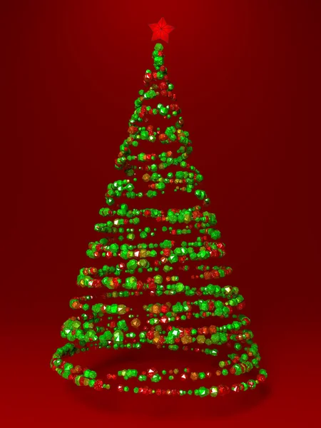 New year tree on red background — Stock Photo, Image