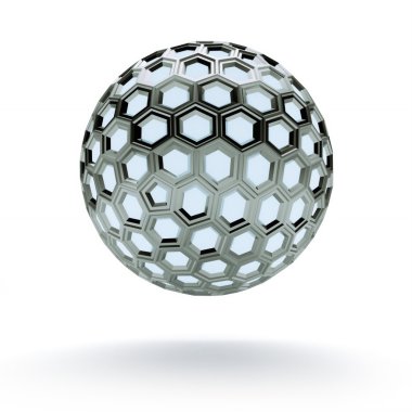 Altıgen işaretleri ile metal küre.