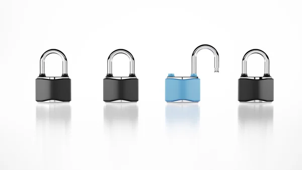 Two open and close padlocks — Stock Photo, Image