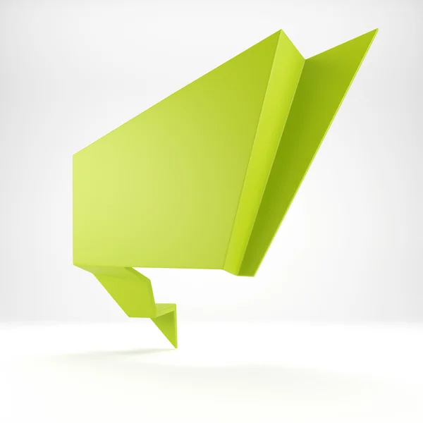 3d abstrato brilhante verde origami discurso bolha — Fotografia de Stock