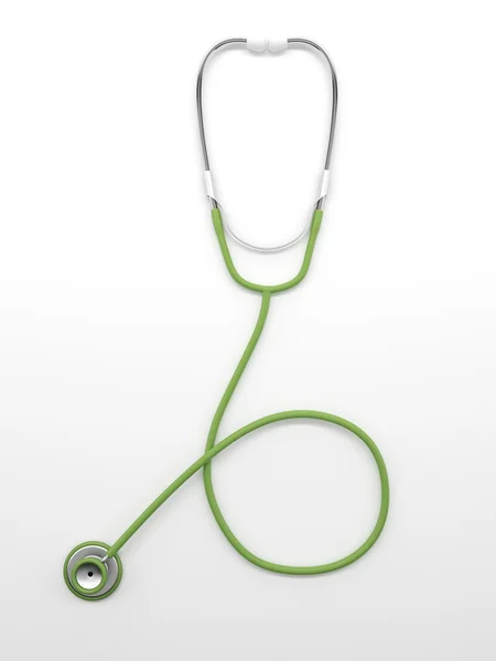 Green stethoscope isolated on white — Stock Photo, Image