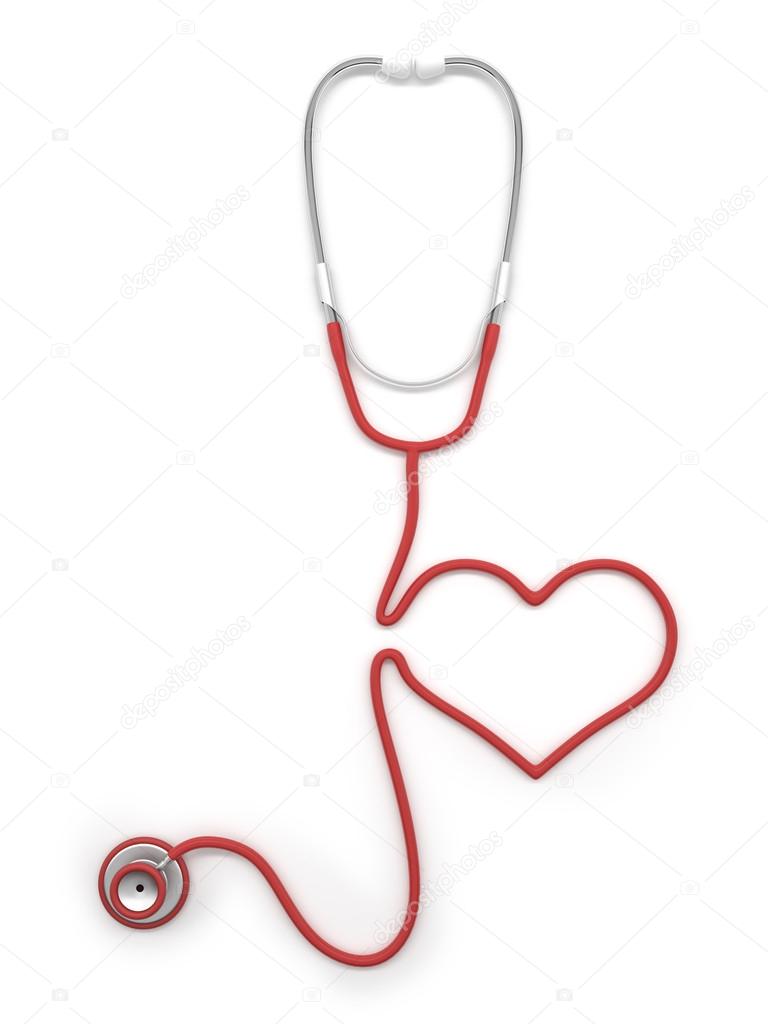Red stethoscope heart shaped