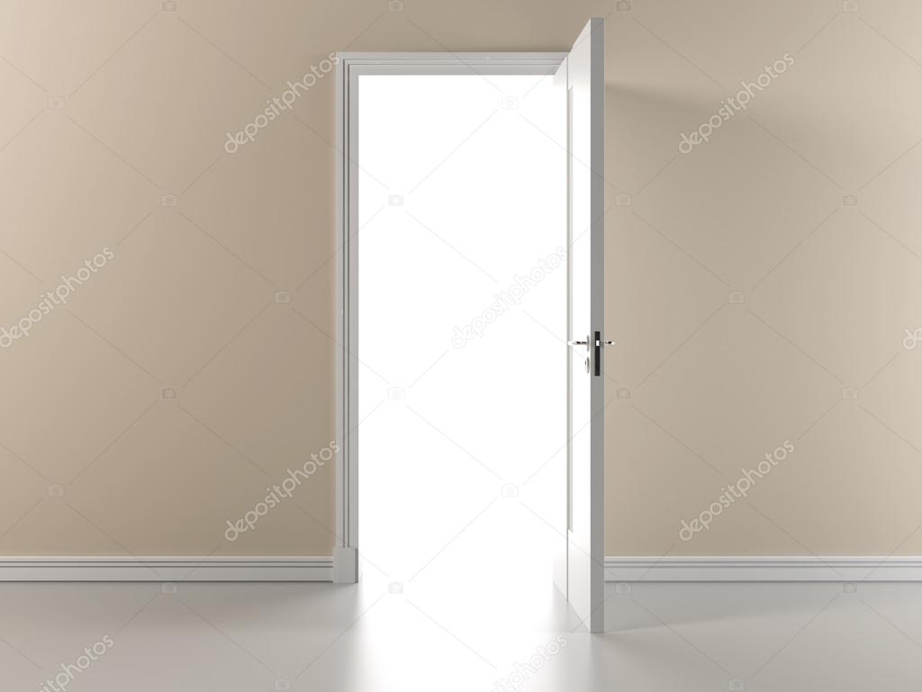 Beige wall with open door