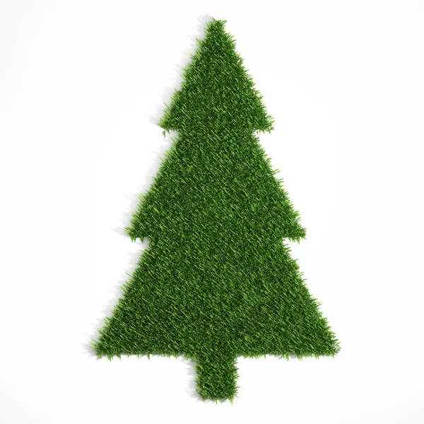 Christmas tree shaped from grass — Stock Photo, Image