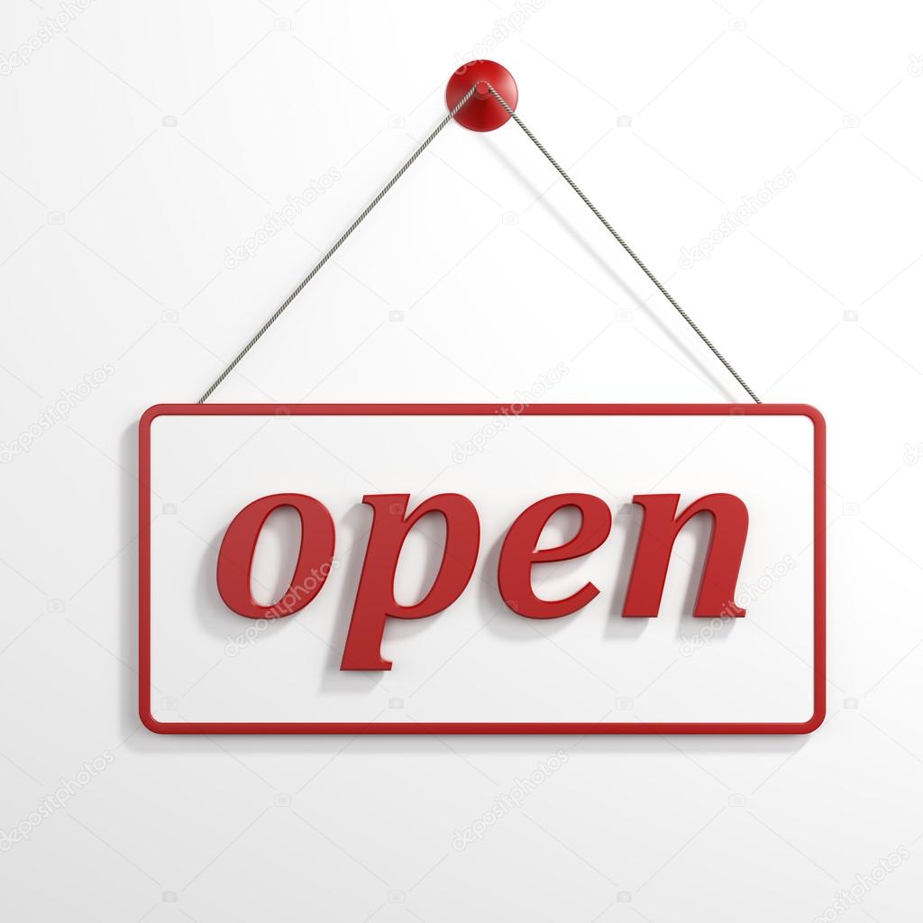 Open sign hanging