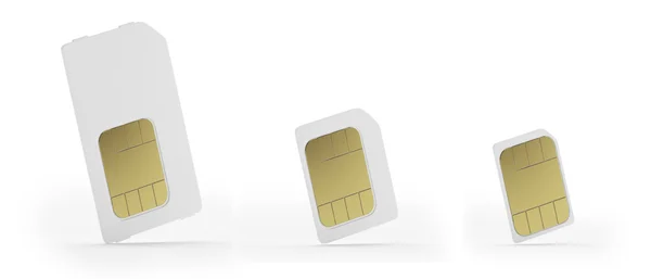 Sim, mikro-SIM ve nano-SIM kartları — Stok fotoğraf
