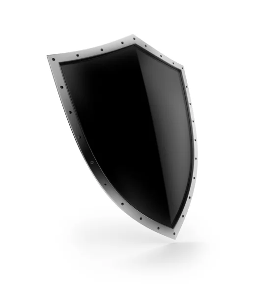 A black shield with shiny silver border — Stock Photo, Image