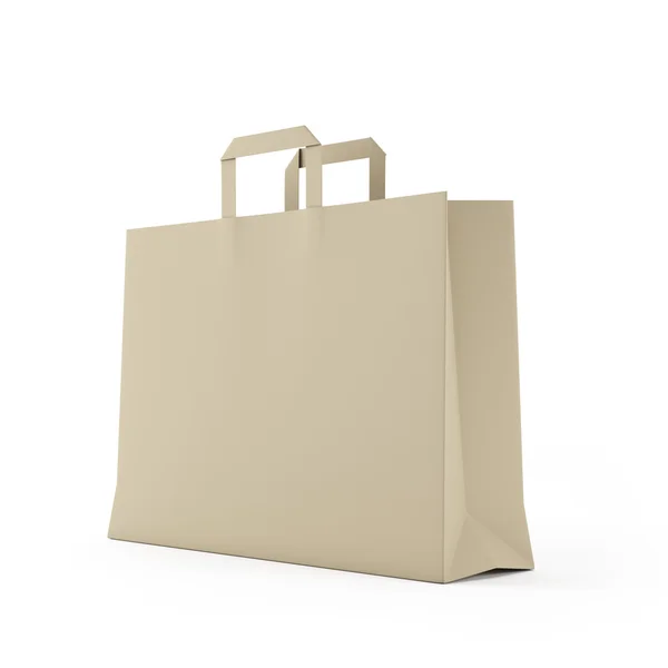 Grand sac en papier brun isolé sur blanc — Photo