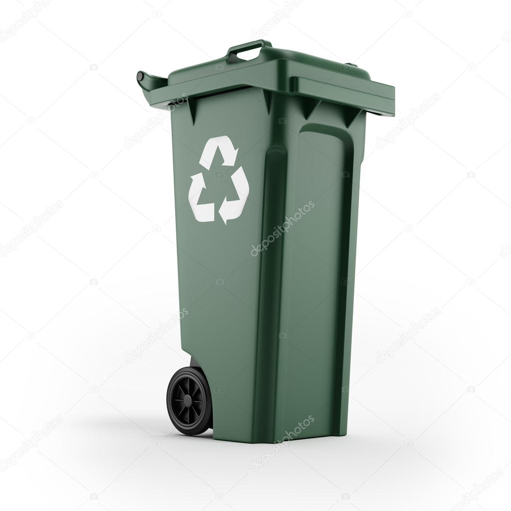 Recycling bin with recycling symbol