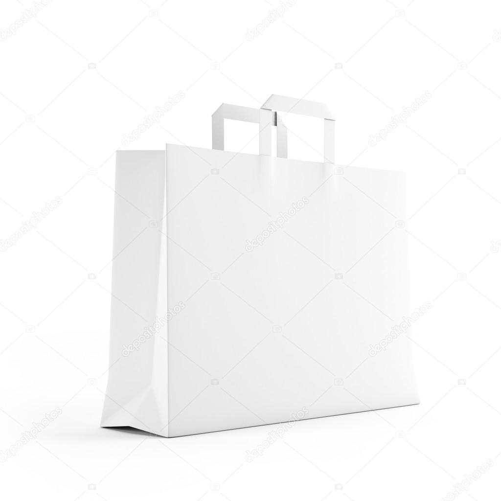 Big white paper bag isolated on white