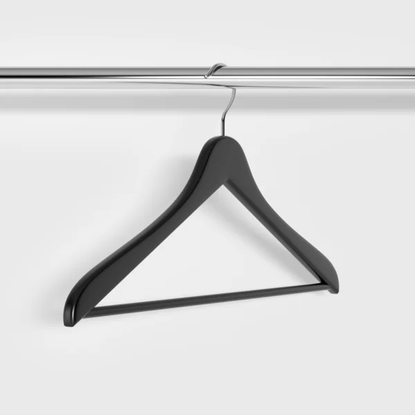 Black cloth hangers in row — Stock Photo, Image