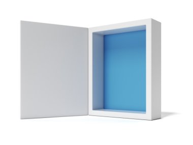 Opened white Box with blue inside