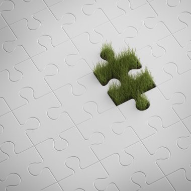 puzzle dan yeşil çimen