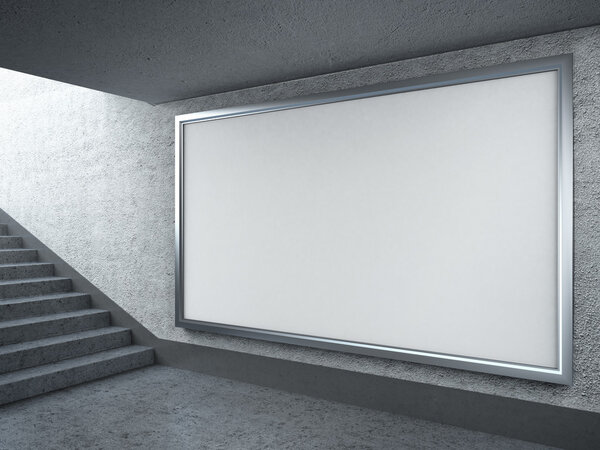 Blank billboard in subway