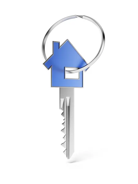 Blue key shaped as house — Stock Photo, Image