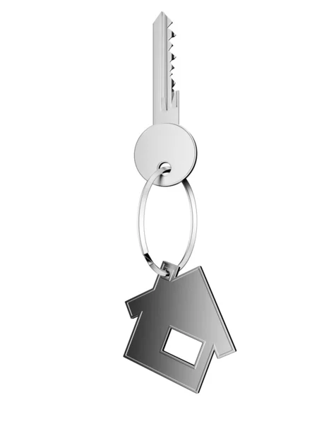 Silver key with house figure — Stock Photo, Image