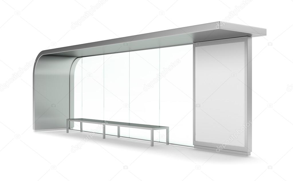 Modern bus stop with blank banner