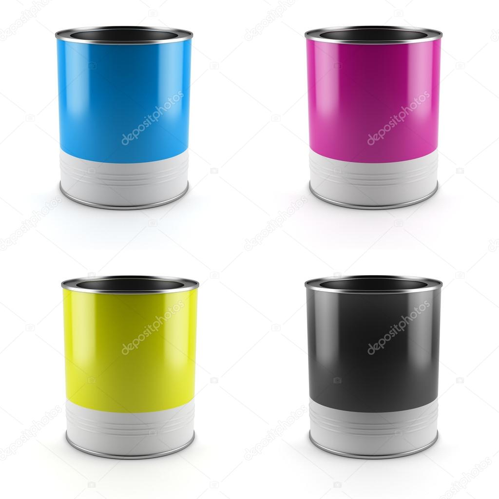 Tin cans with cmyk color paints