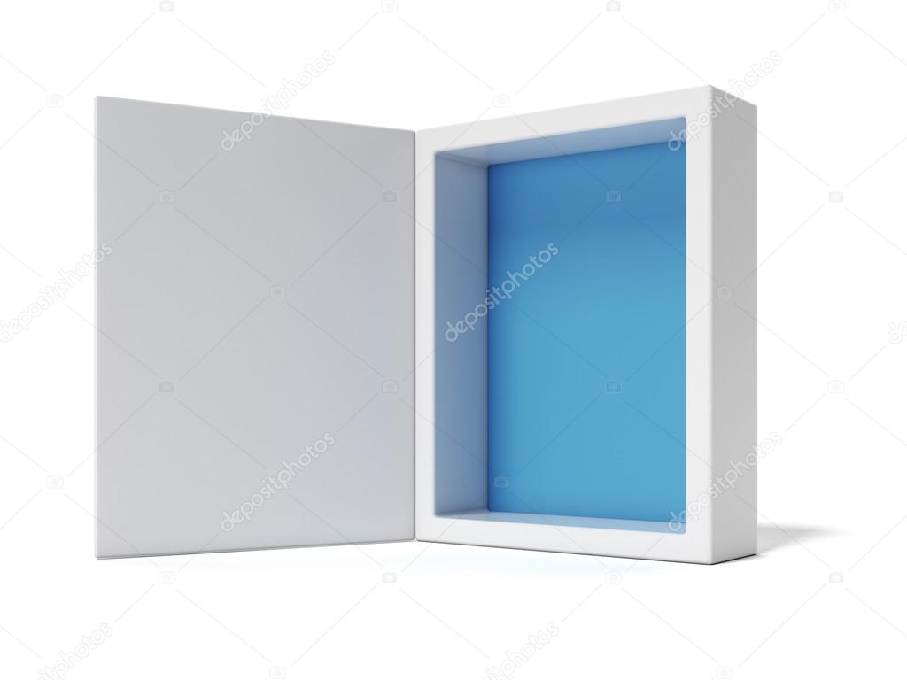 Opened white Box with blue inside