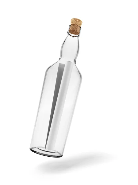 Скляна пляшка з нотою всередині — стокове фото