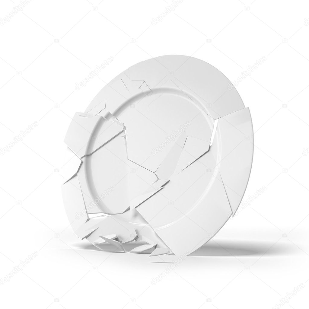 Broken white plate