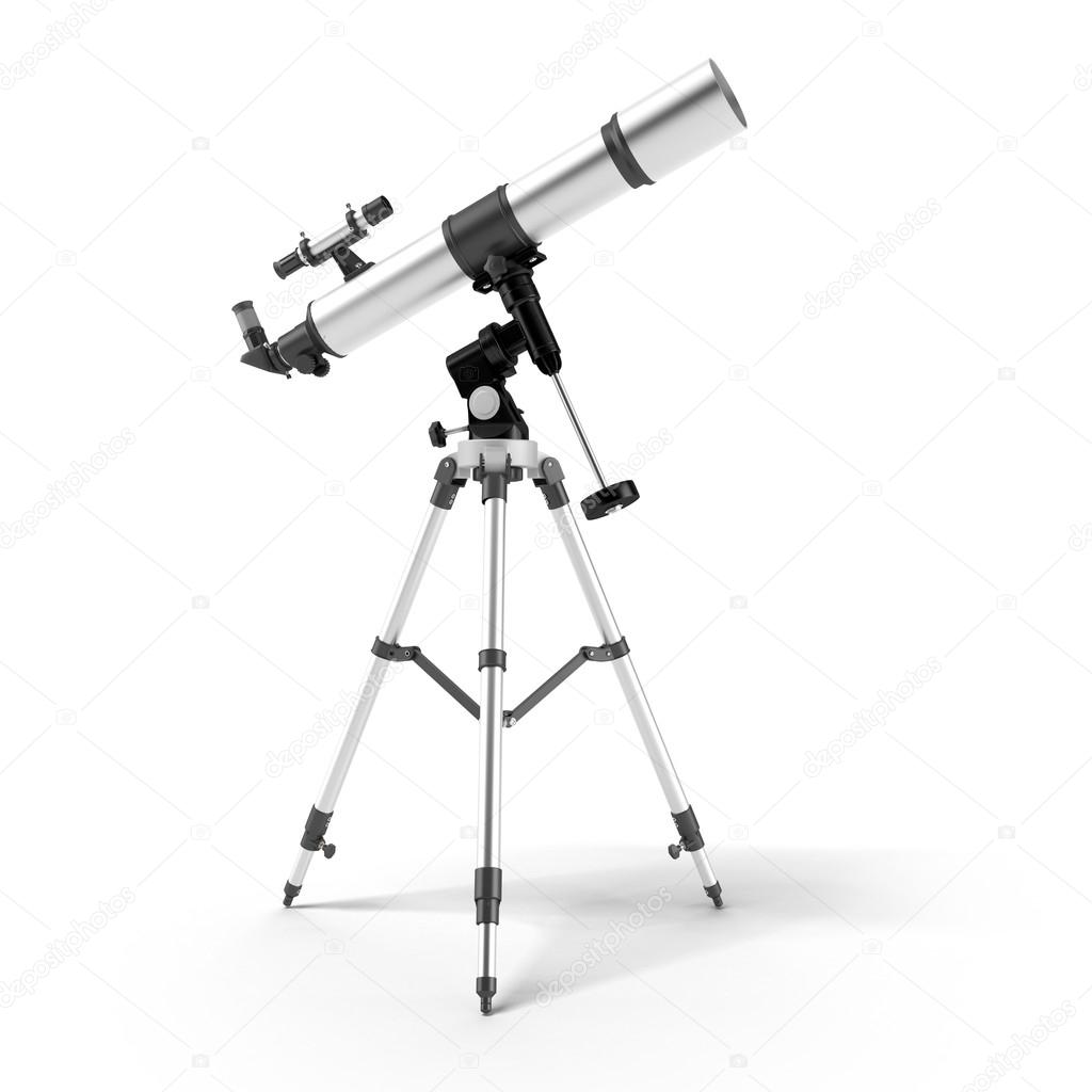 Silver telescope on a support