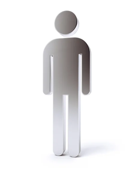 Silver blank human icon 3d — Stock Photo, Image