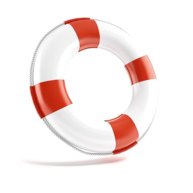 Beyaz lifebuoy üzerinde beyaz izole