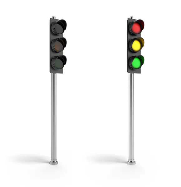 Be- és kikapcsolása a közlekedési lámpák — Stock Fotó