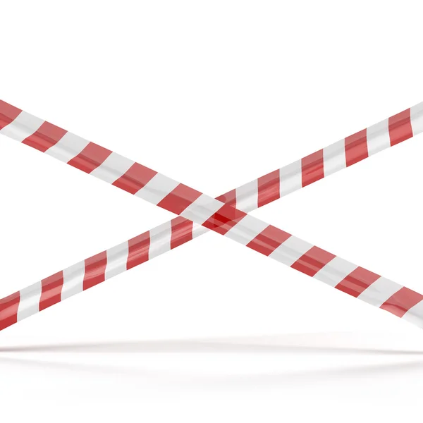 Gekruist rood wit waarschuwing tape — Stockfoto