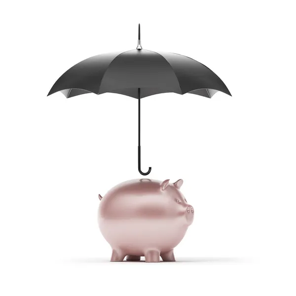 Piggy bank with umbrella — Stock Photo, Image