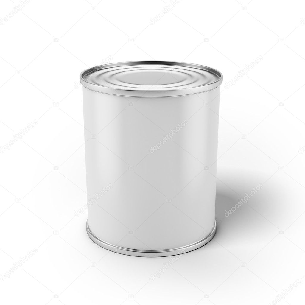 Tin can with blank white label