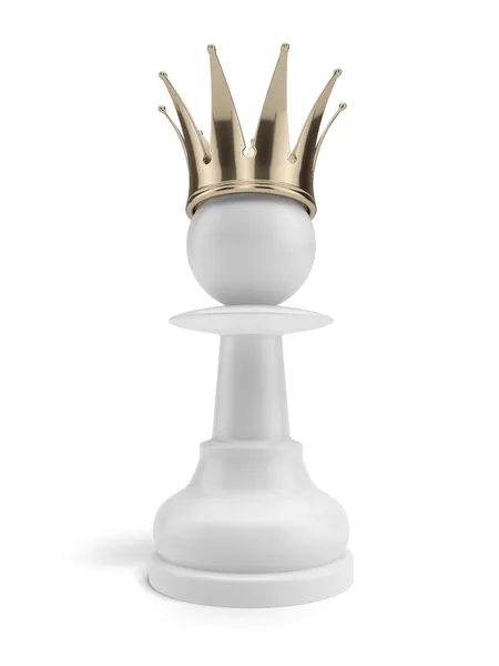 White pawn with a crown — Stock Photo, Image