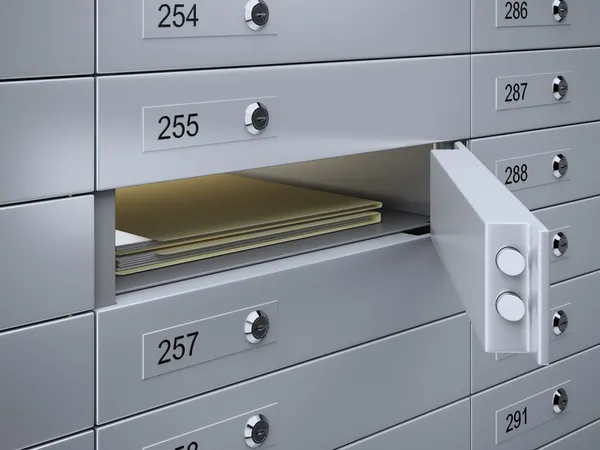 Safety deposit boxes with documents — Stock Photo, Image