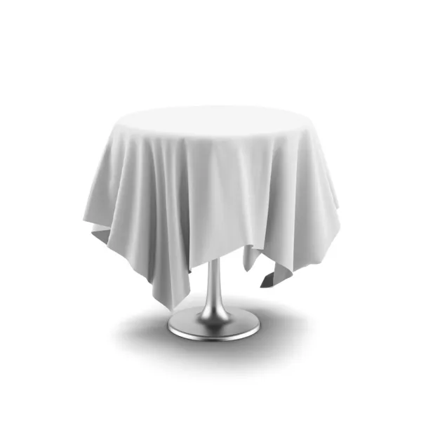 Witte ronde tafel en doek — Stockfoto