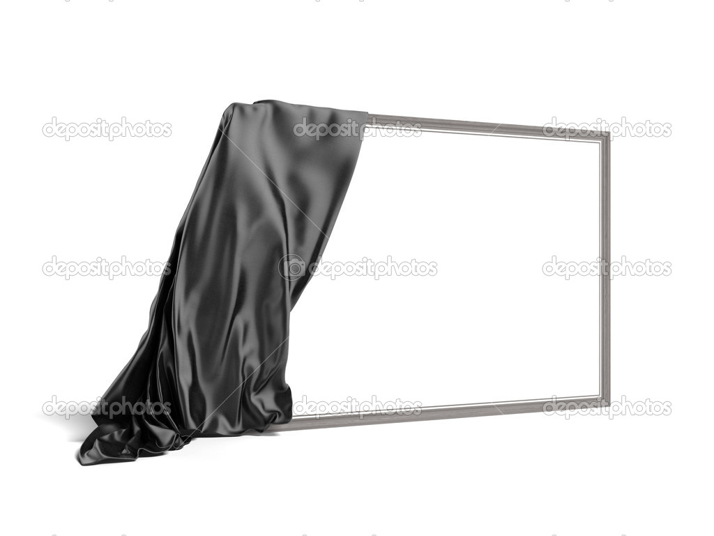 Empty picture covered with a black cloth