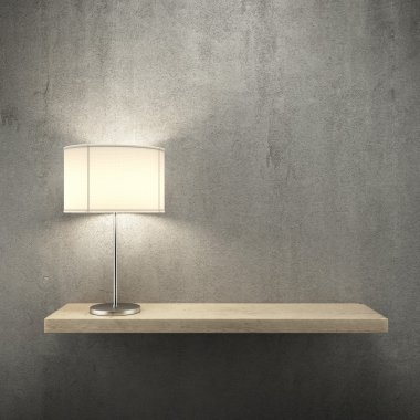 Bookshelf on the wall with lamp clipart