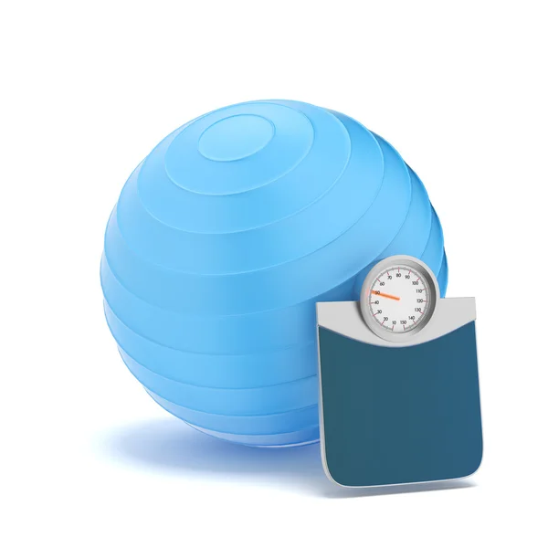 Scales and fitness ball — Stock Photo, Image