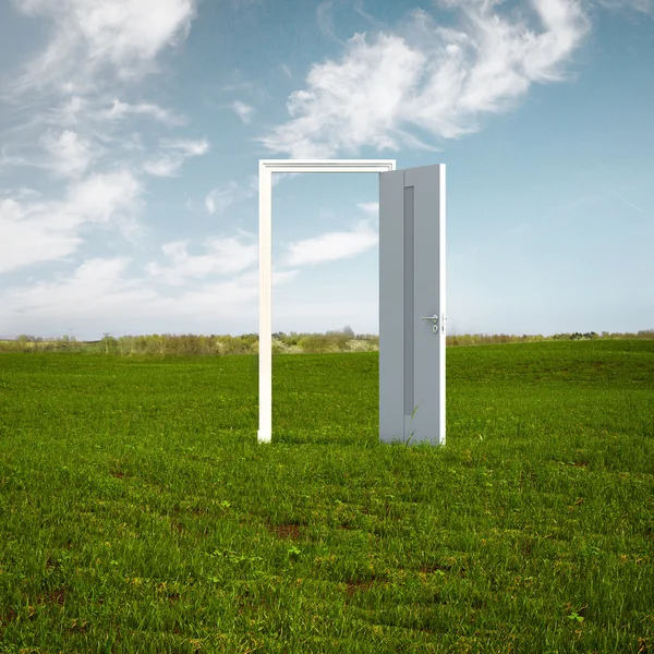 Open door to new life on the field — Stock Photo, Image