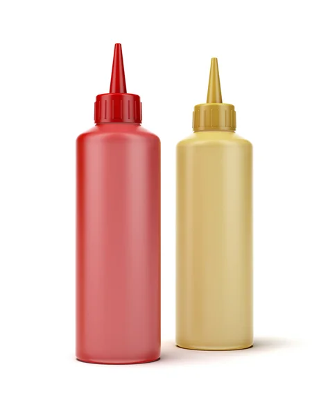 Бутылки кетчупа и горчицы — стоковое фото