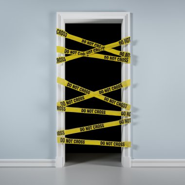 Door with caution tape clipart