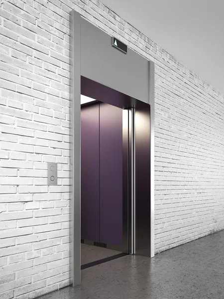 Side view of elevator with opened doors — Stock Photo, Image