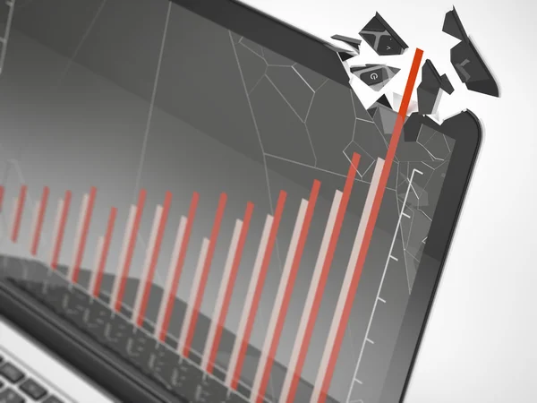 Primer plano del ordenador portátil con gráfico —  Fotos de Stock