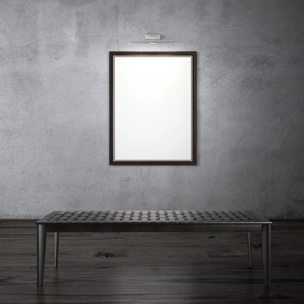 Gallery Interior with empty frames and bench — Stock Photo, Image