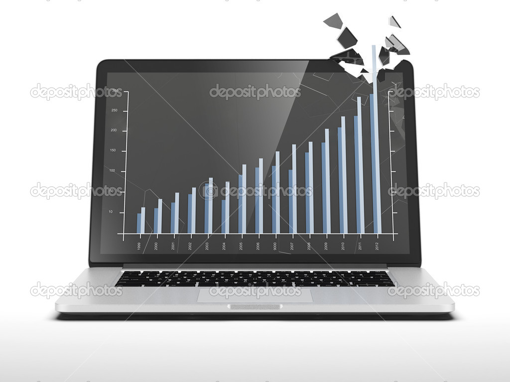 Graph showing high growth on laptop