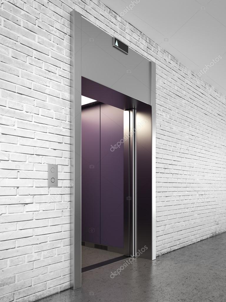 Side view of elevator with opened doors
